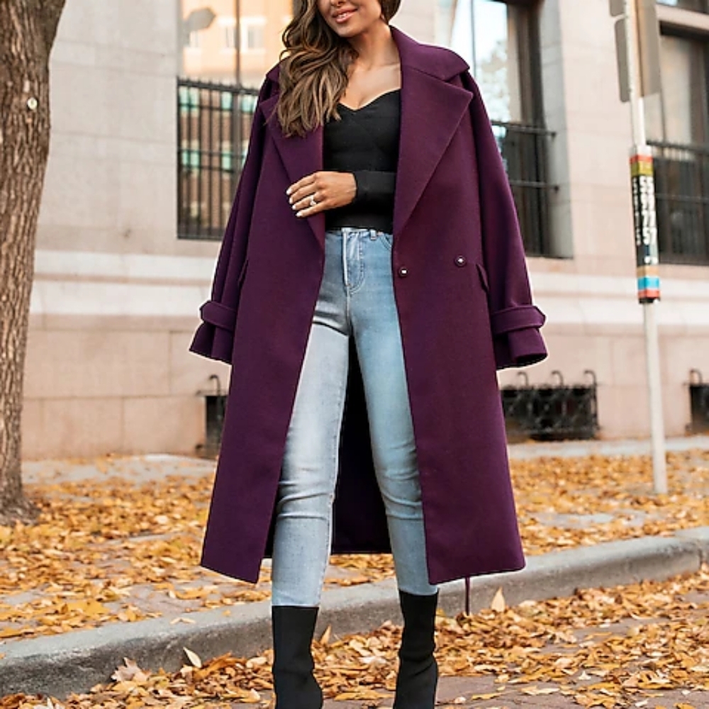 Belted Wrap Front Faux Wool Coat